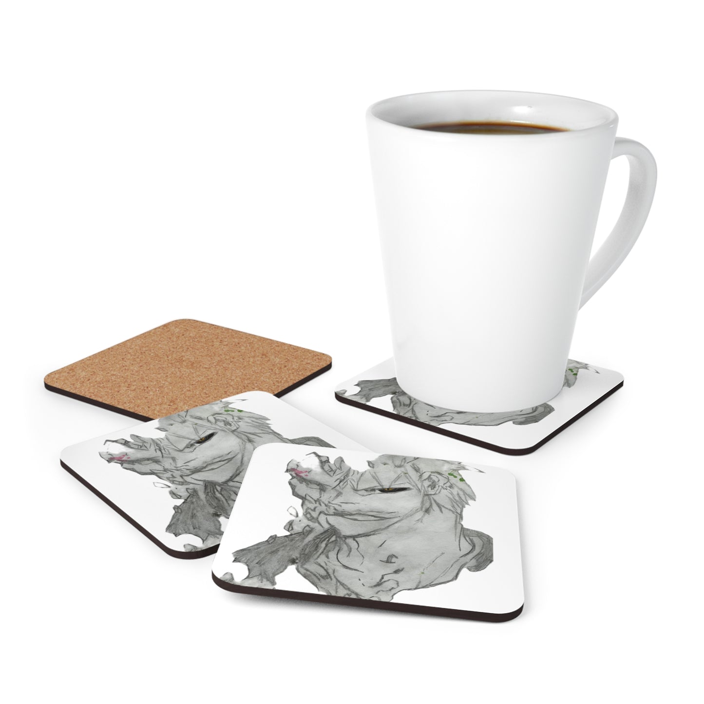 Anime Man Corkwood Coaster Set