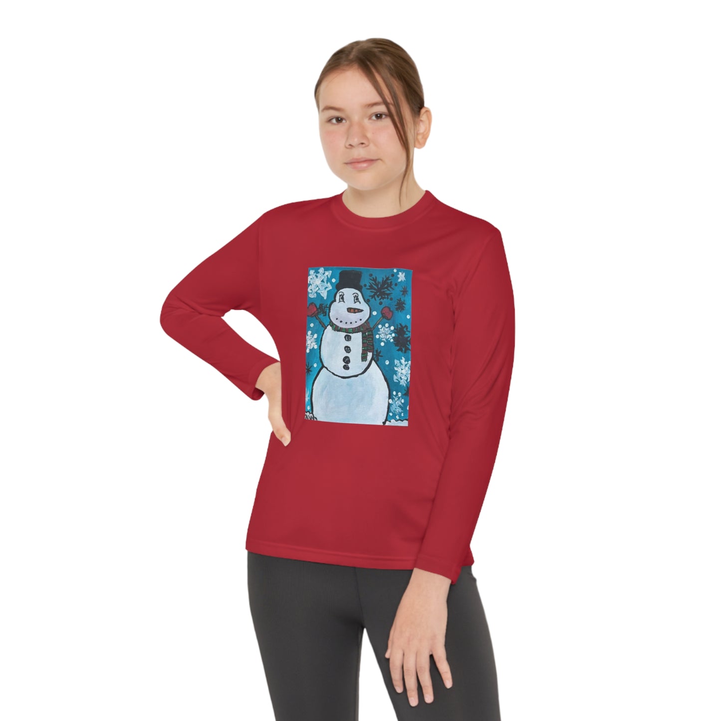 Happy Snowman Youth Long Sleeve Competitor Tee