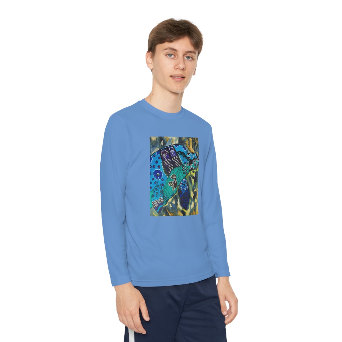 Psychedelic Sea Turtle Youth Long Sleeve Competitor Tee