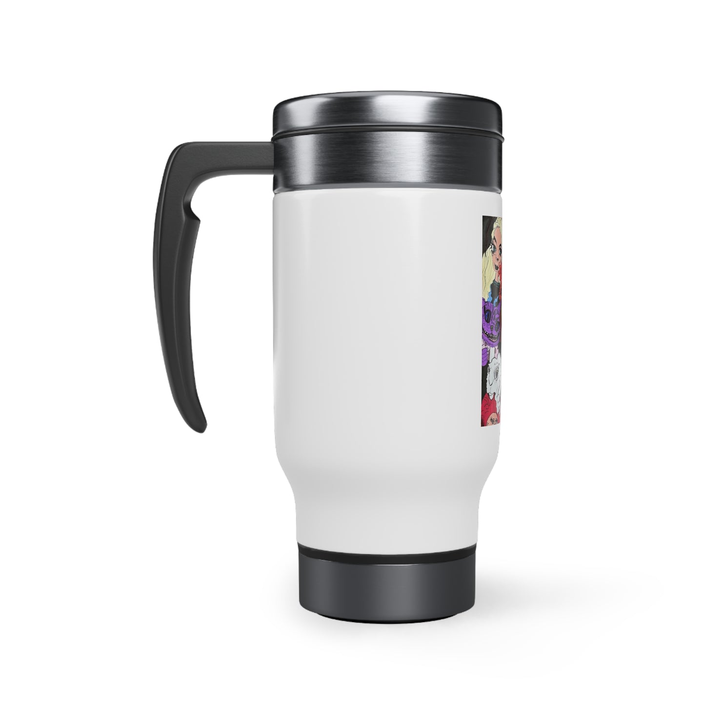 Hatter Madness Stainless Steel Travel Mug with Handle, 14oz