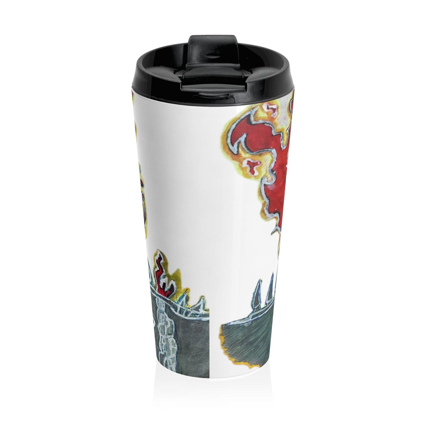 Skeleton On Fire Stainless Steel Travel Mug