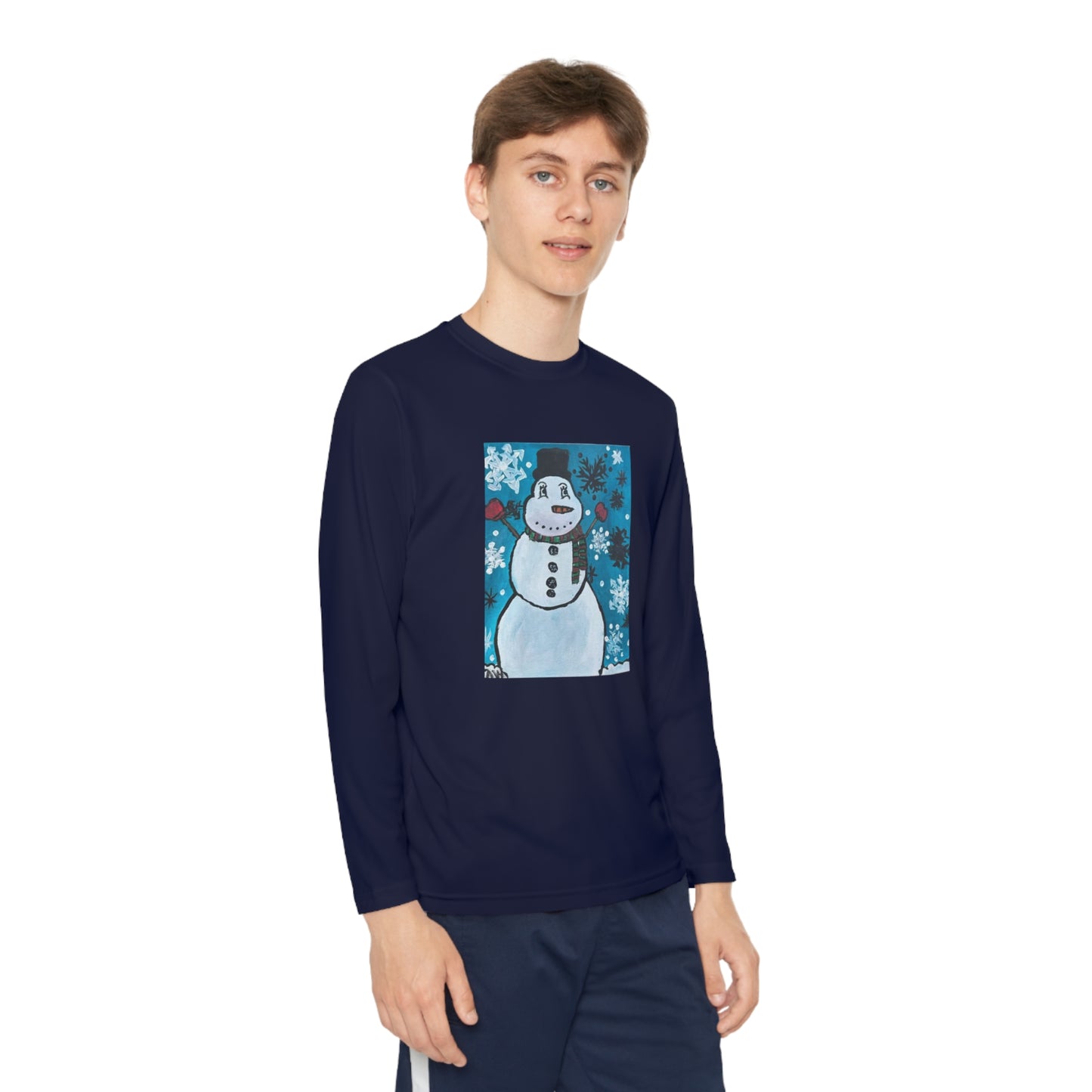 Happy Snowman Youth Long Sleeve Competitor Tee