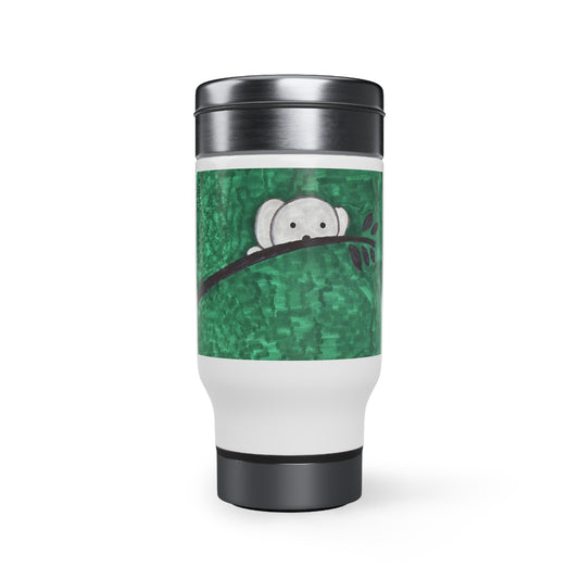 Hiding Koala Stainless Steel Travel Mug with Handle, 14oz