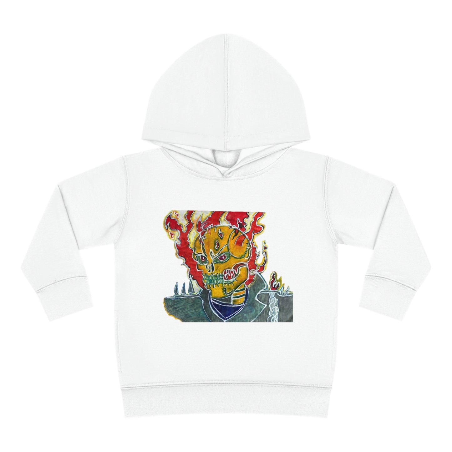 Skeleton On Fire Toddler Pullover Fleece Hoodie