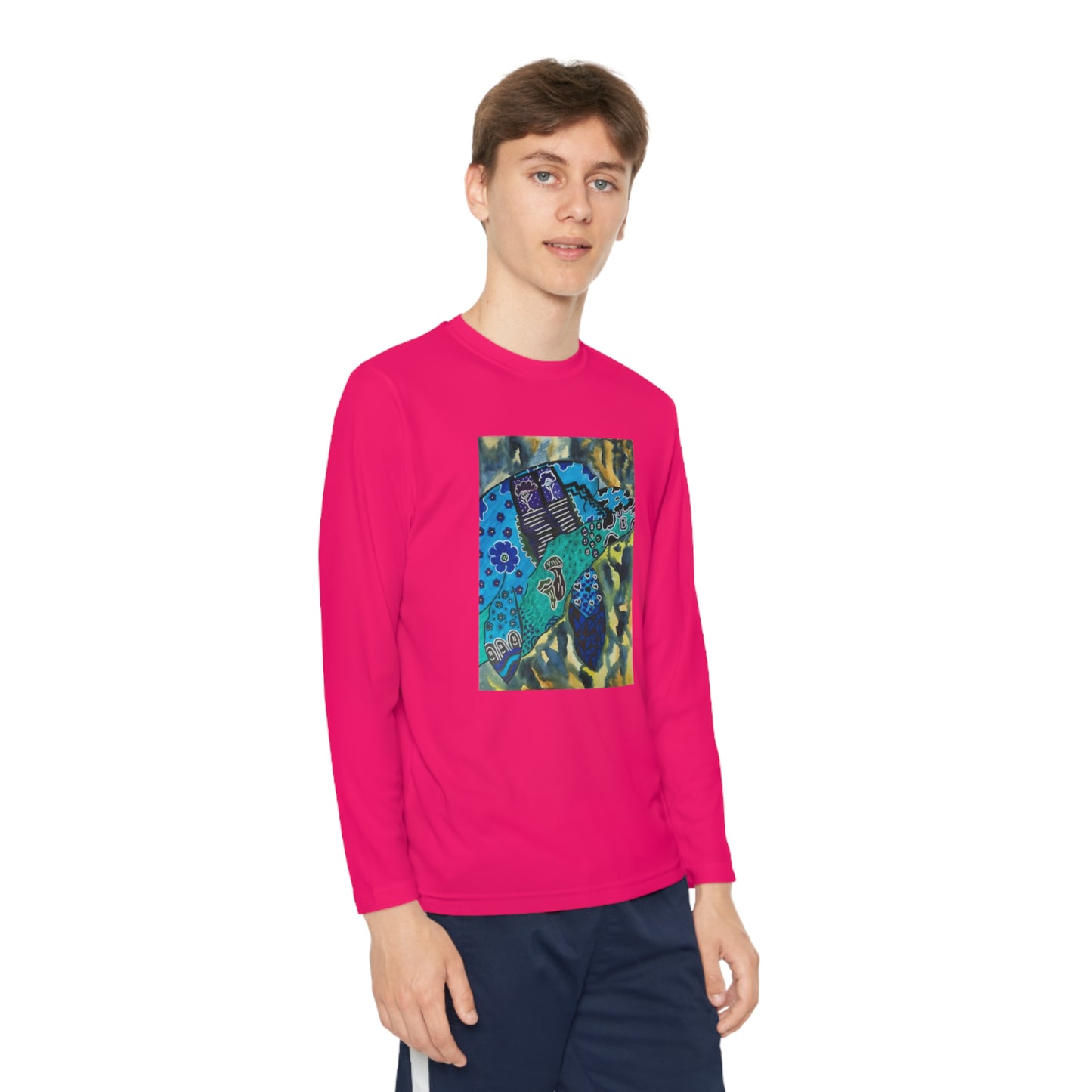 Psychedelic Sea Turtle Youth Long Sleeve Competitor Tee