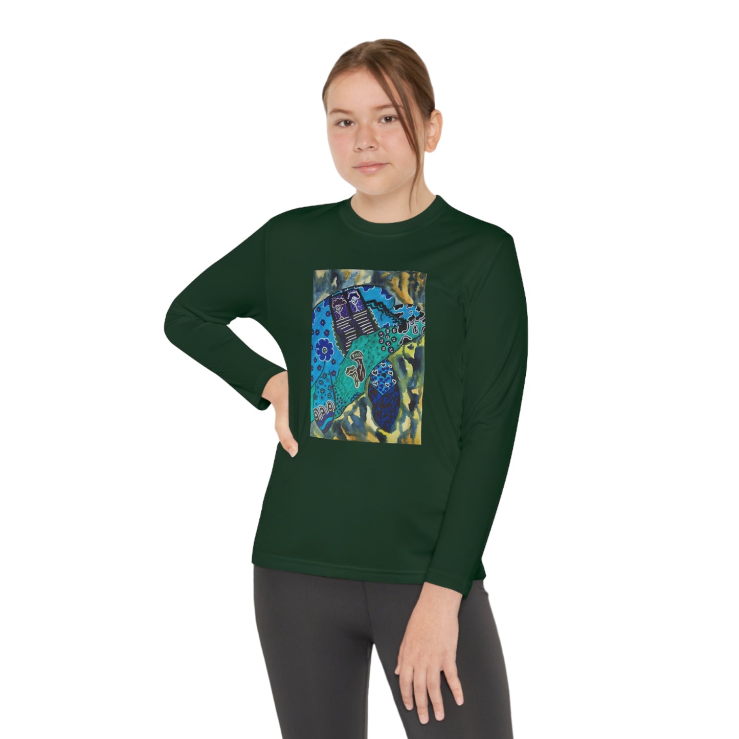 Psychedelic Sea Turtle Youth Long Sleeve Competitor Tee