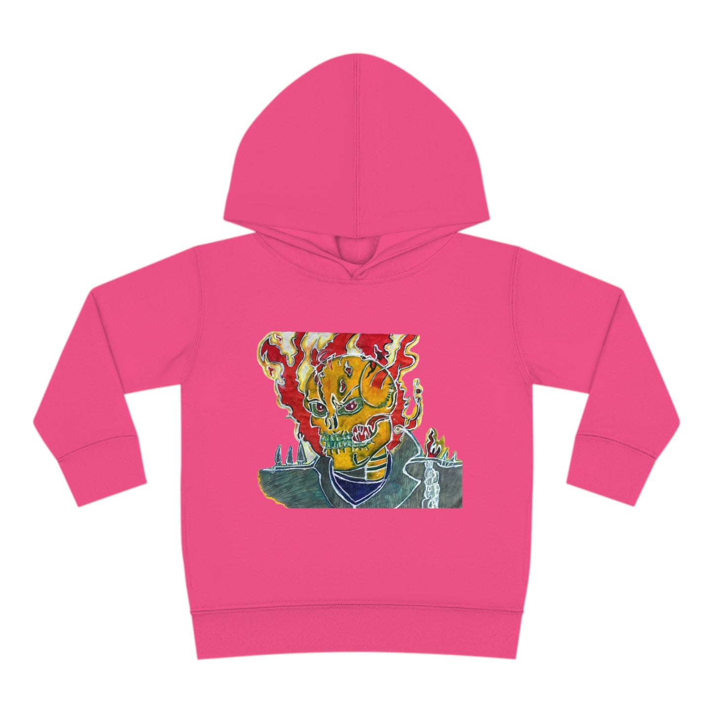 Skeleton On Fire Toddler Pullover Fleece Hoodie