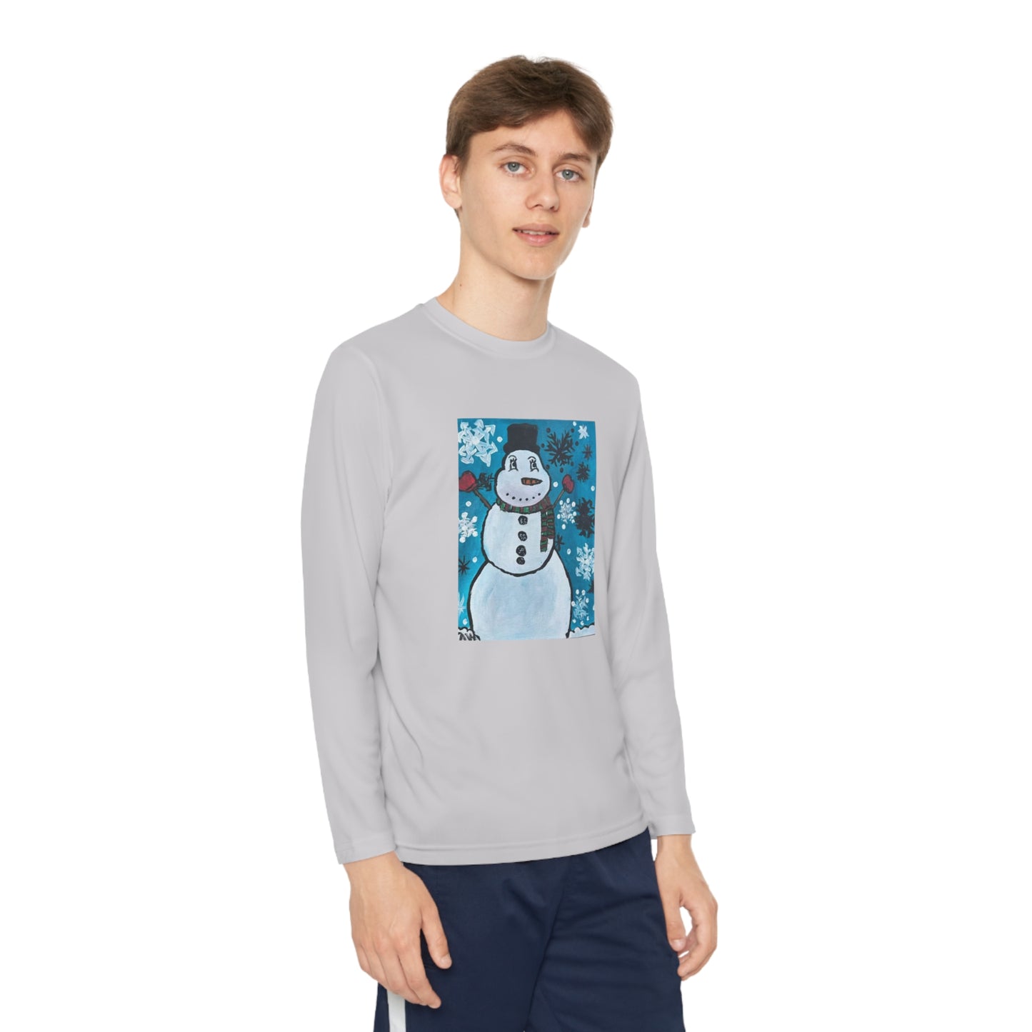 Happy Snowman Youth Long Sleeve Competitor Tee