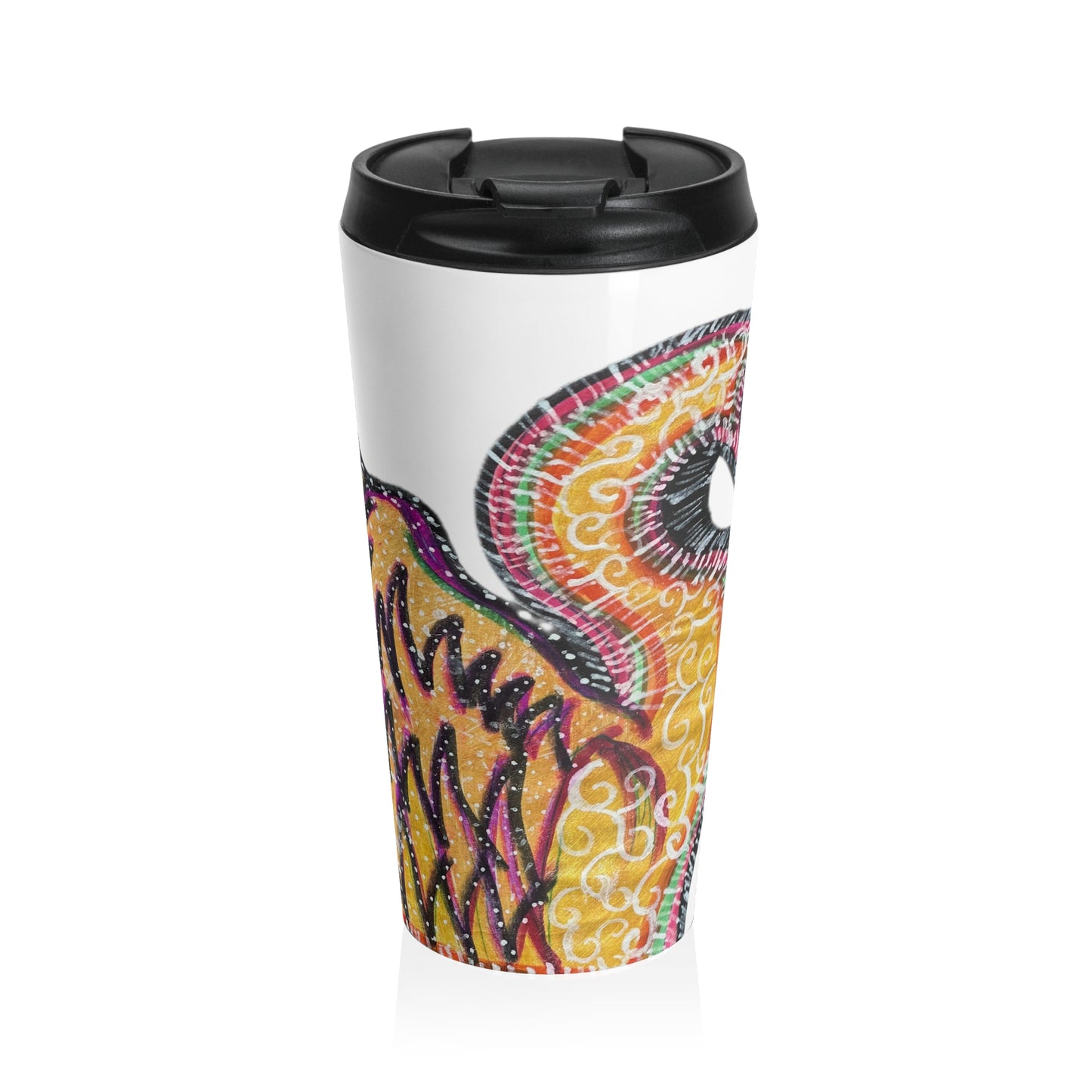 Psychedelic Swan Stainless Steel Travel Mug