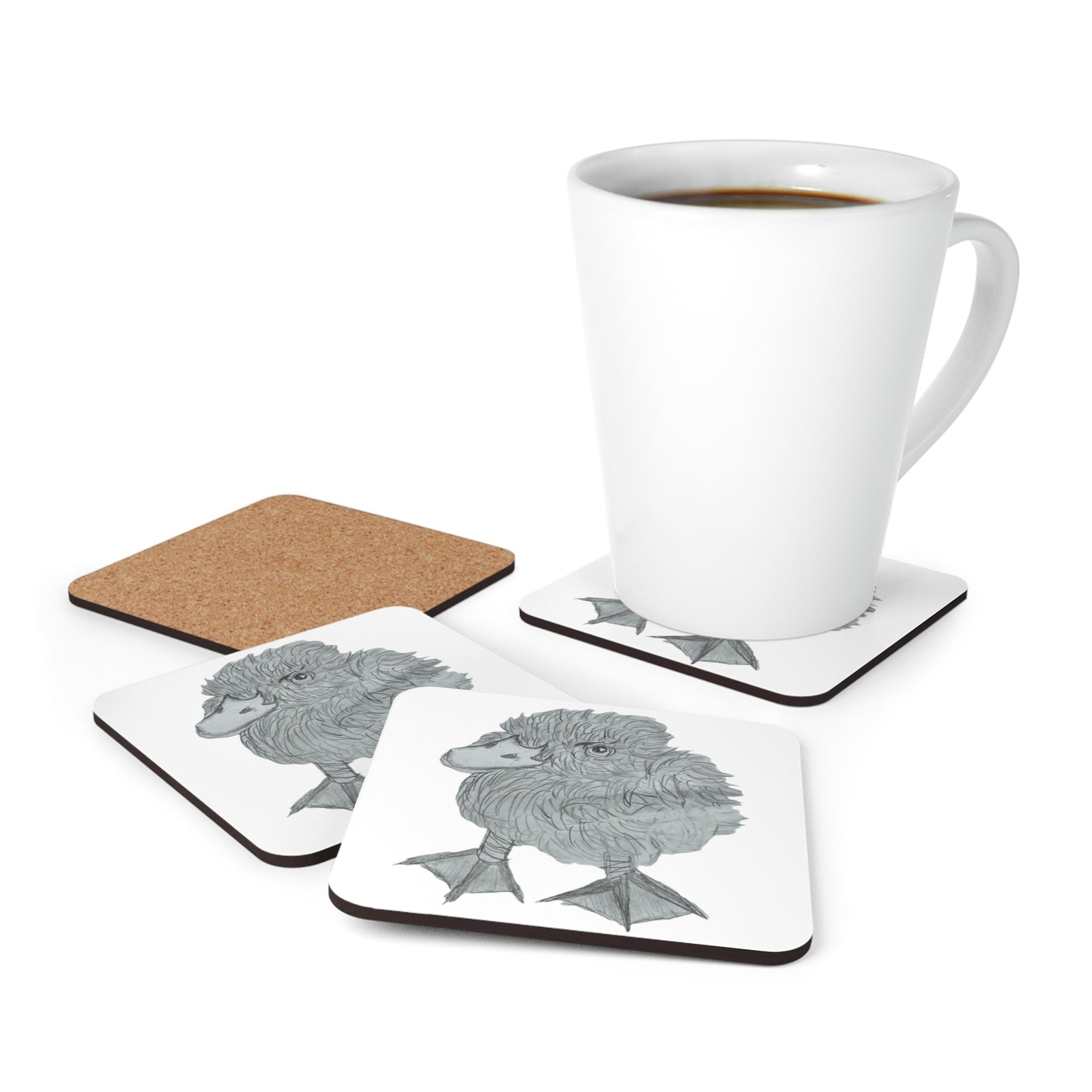 Baby Duck Corkwood Coaster Set