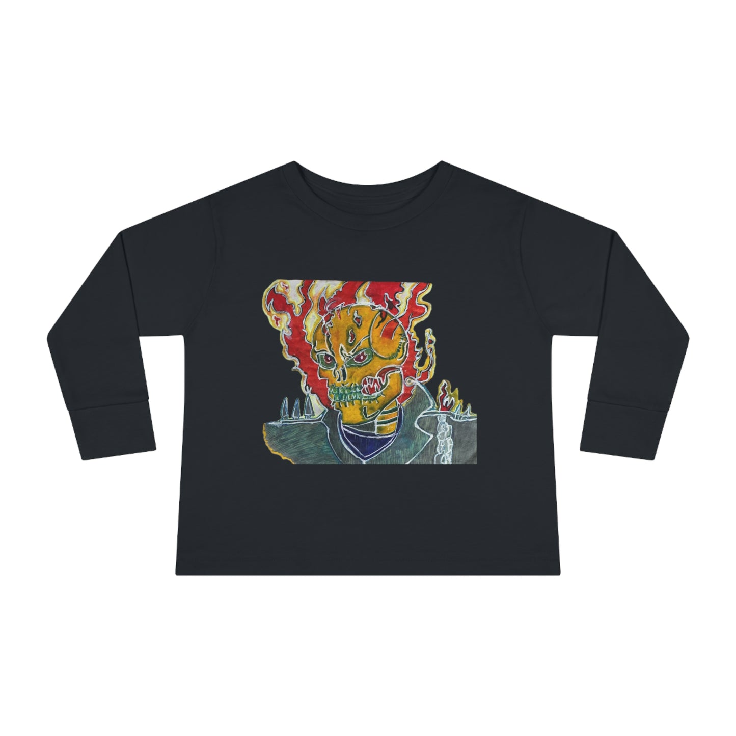 Skeleton On Fire Toddler Long Sleeve Tee