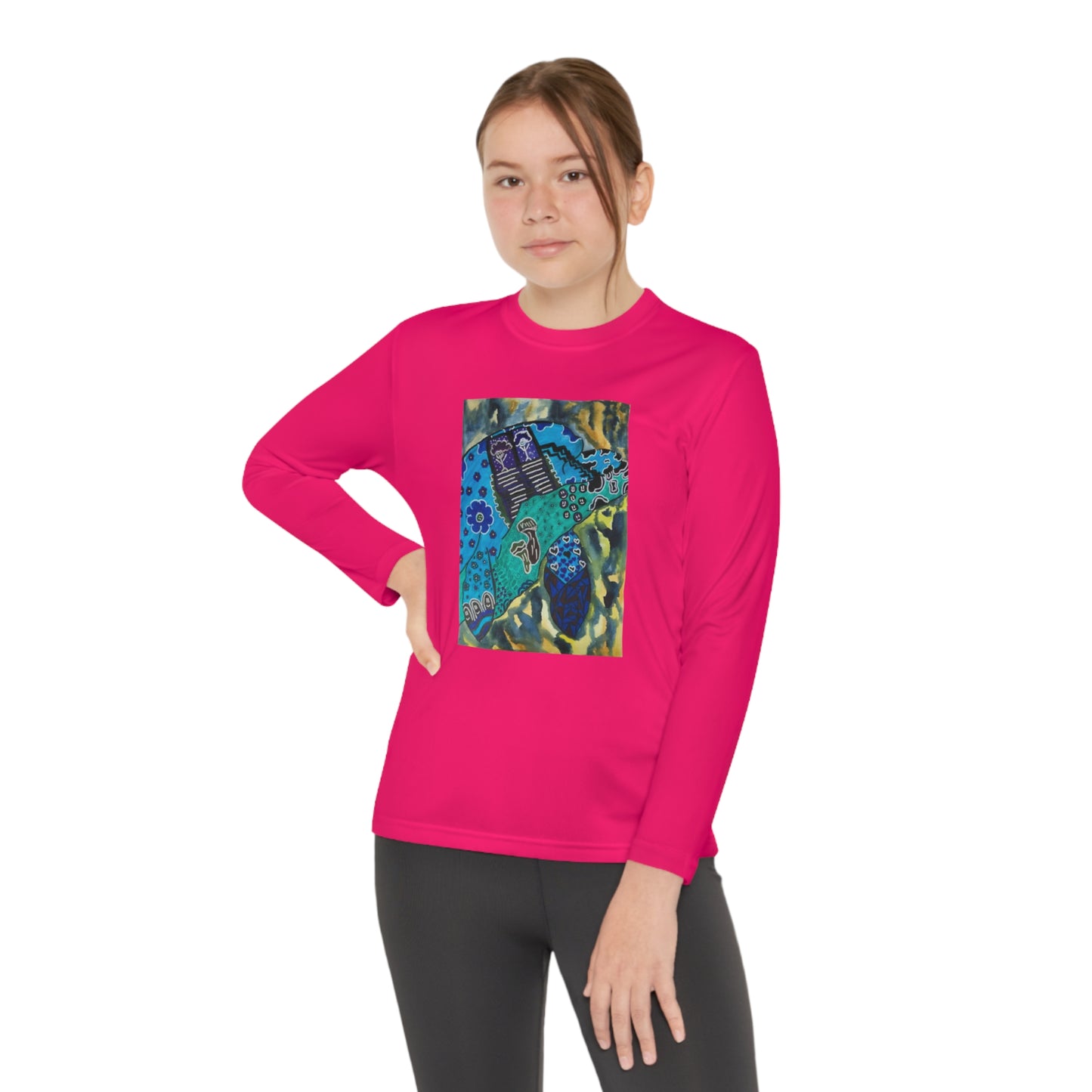 Psychedelic Sea Turtle Youth Long Sleeve Competitor Tee