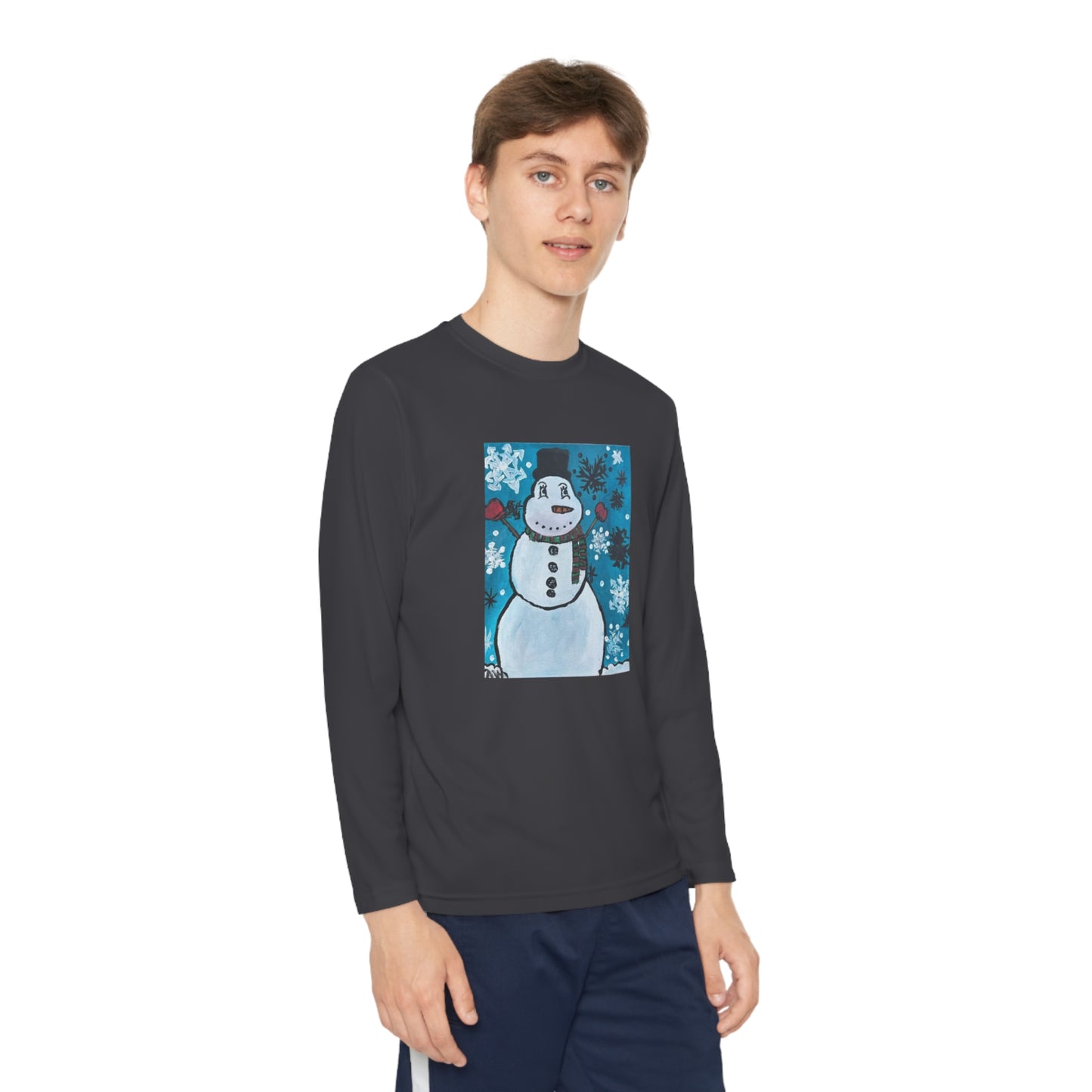 Happy Snowman Youth Long Sleeve Competitor Tee