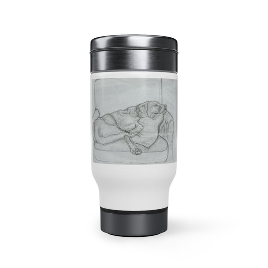 Sleeping Dog Stainless Steel Mug with Handle, 14oz