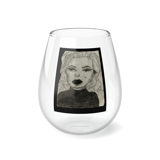 Retro 50s Leading Lady Stemless Wine Glass, 11.75oz