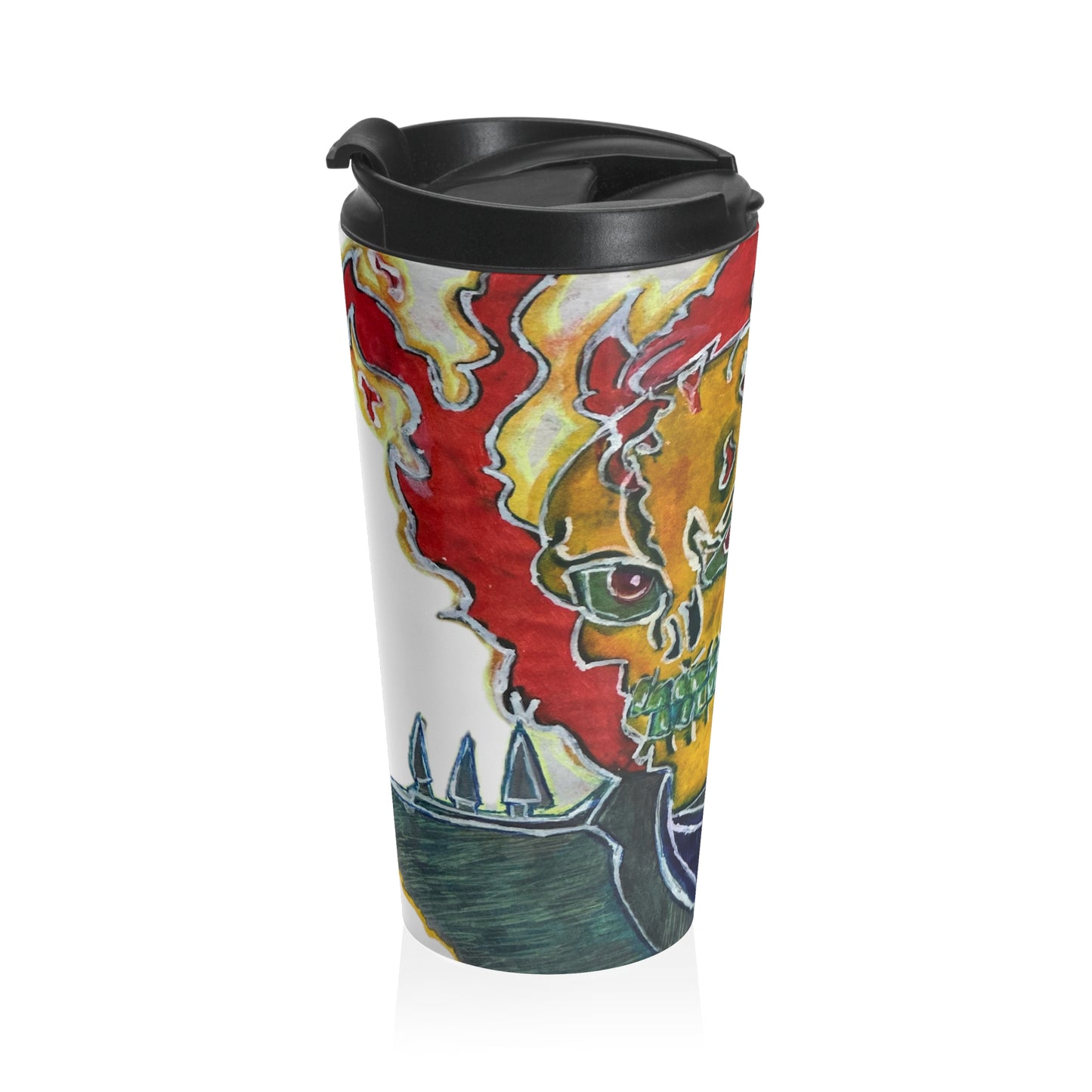 Skeleton On Fire Stainless Steel Travel Mug