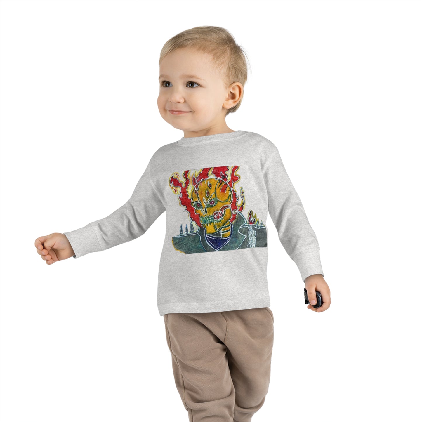 Skeleton On Fire Toddler Long Sleeve Tee