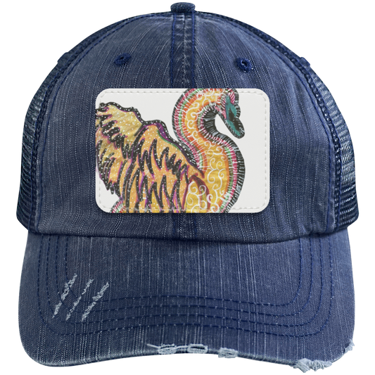 Psychedelic Swan Distressed Cap