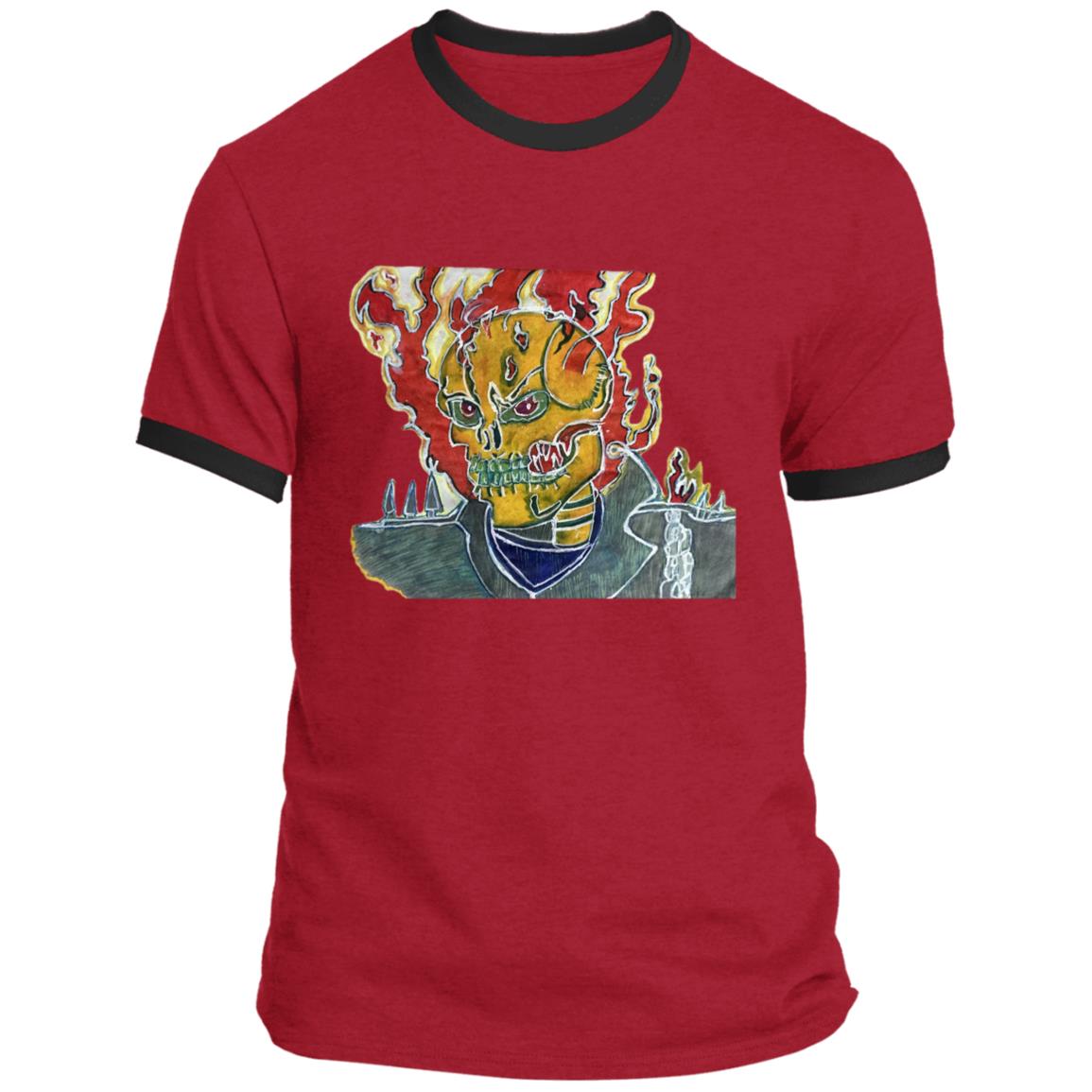 Skeleton On Fire Ringer Tee