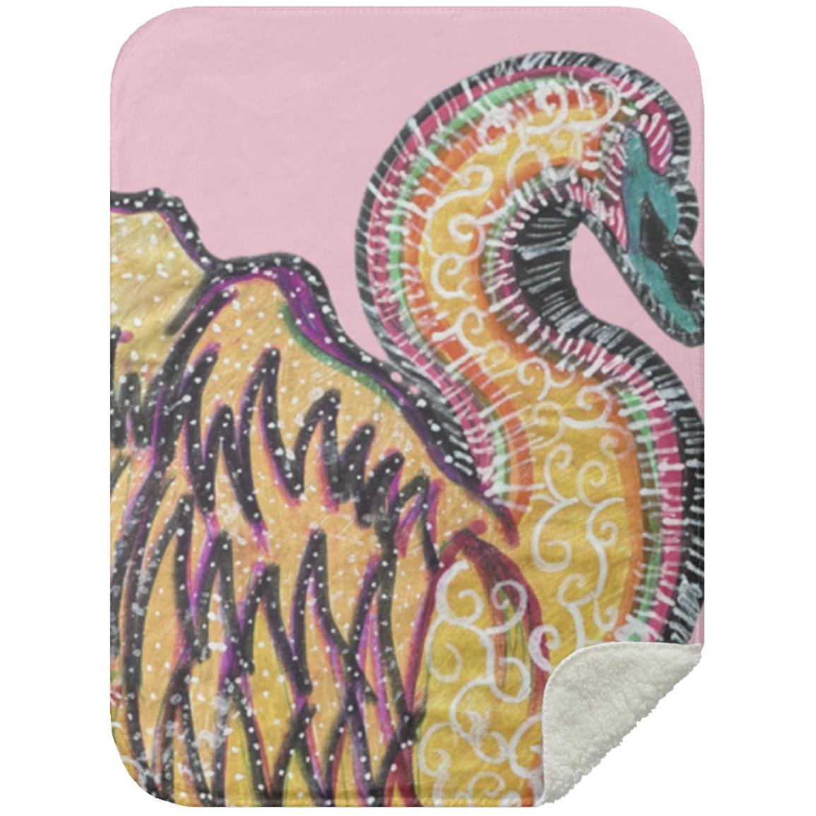 Psychedelic Swan Sherpa Blanket 30x40