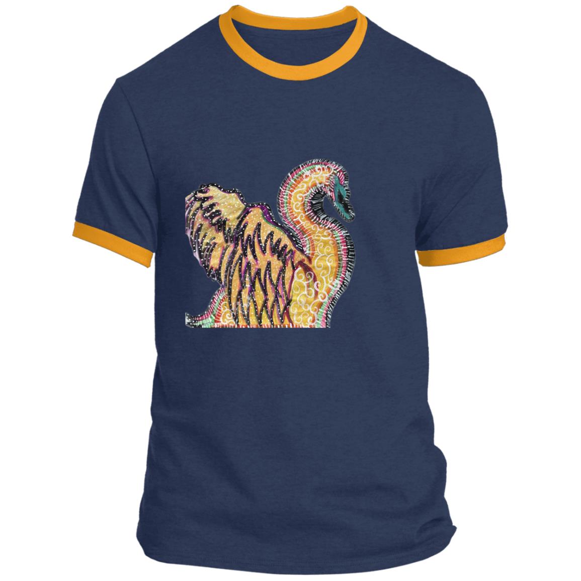 Psychedelic Swan Ringer Tee