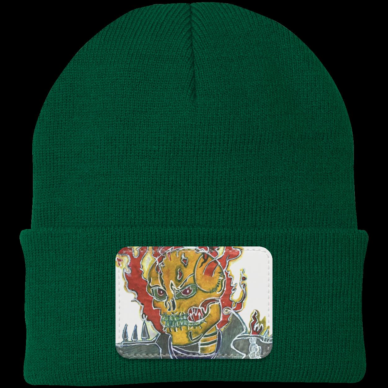 Skeleton On Fire Knit Cap