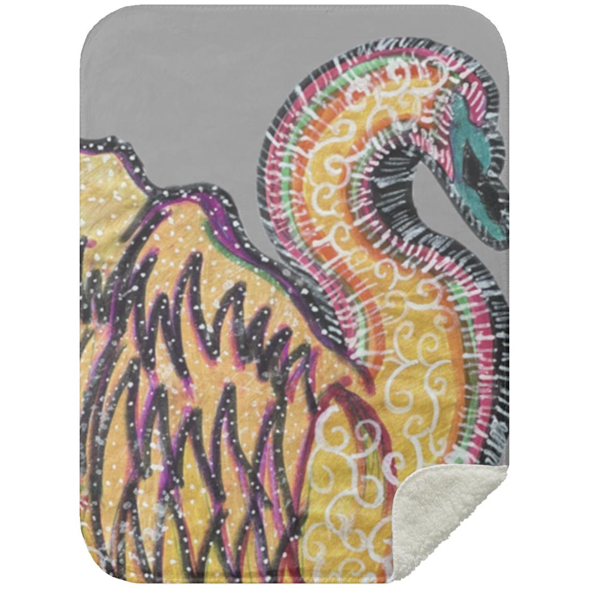 Psychedelic Swan Sherpa Blanket 30x40