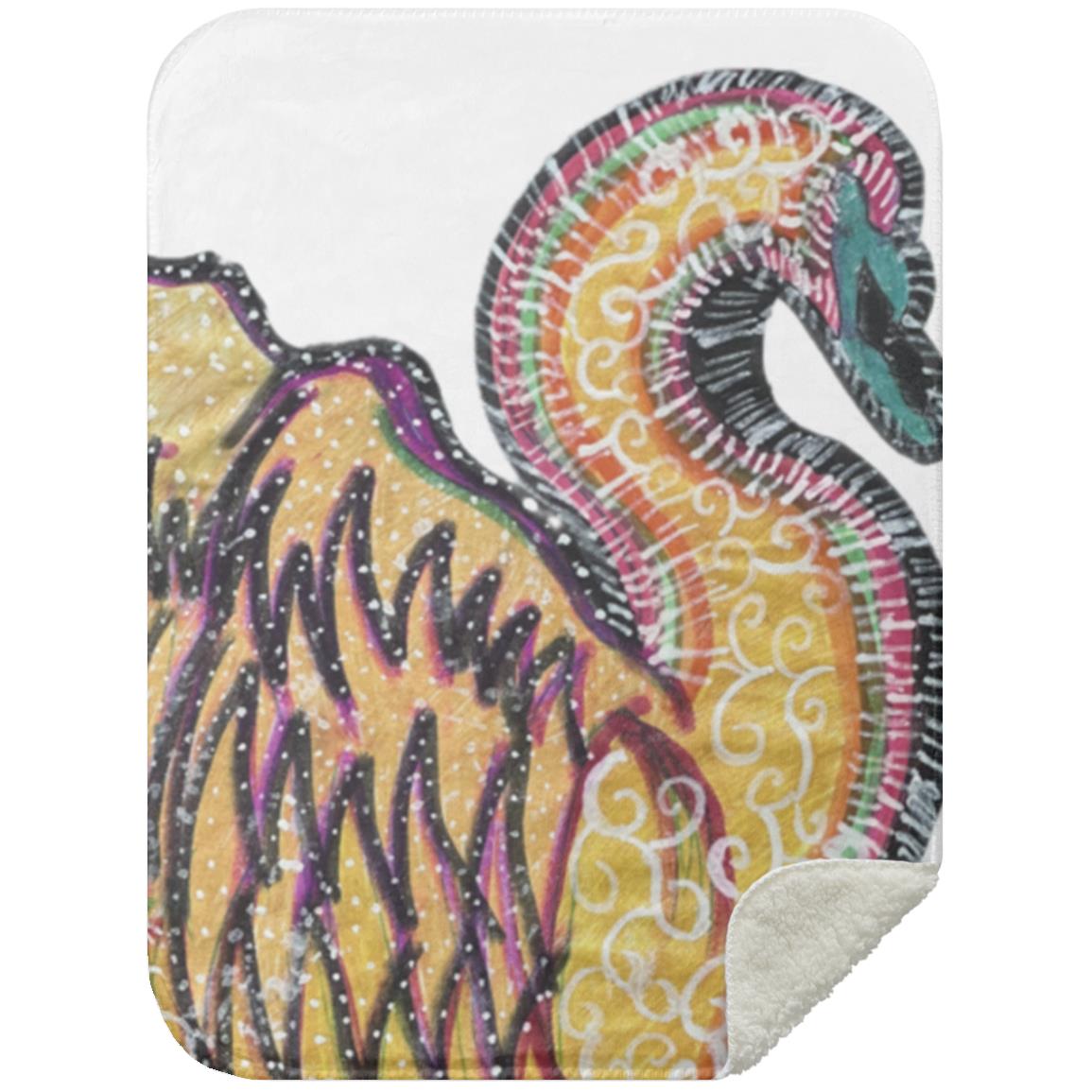 Psychedelic Swan Sherpa Blanket 30x40