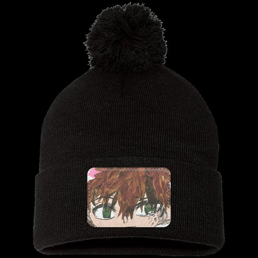 Green Eyed Envy Pom Pom Knit Cap - Patch