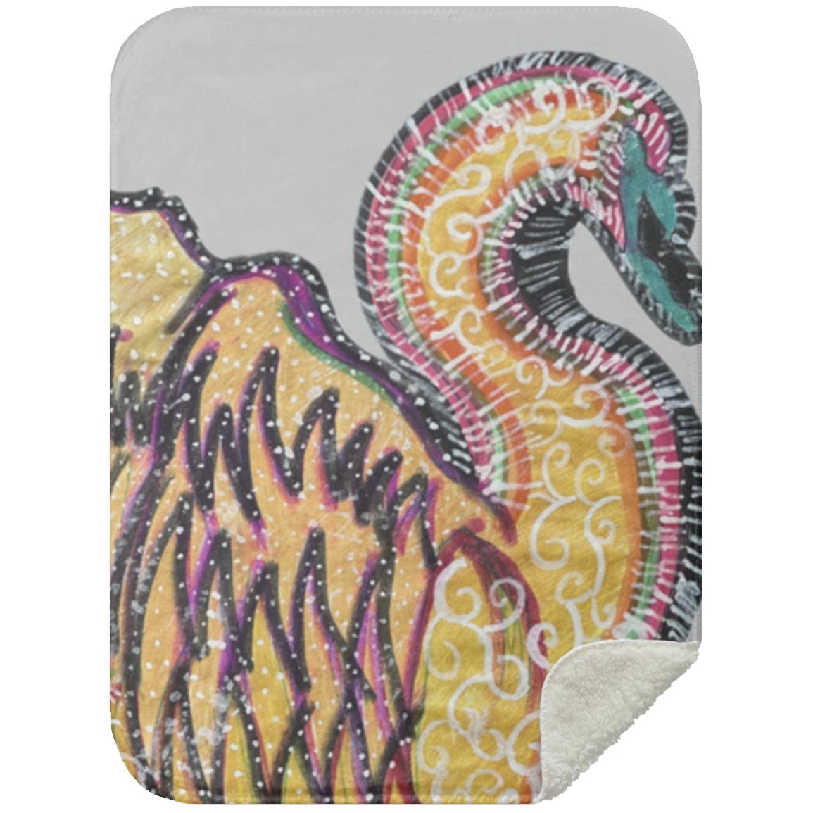 Psychedelic Swan Sherpa Blanket 30x40