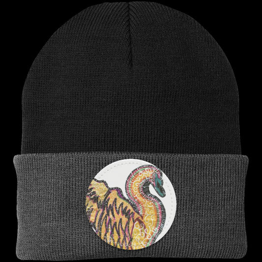 Psychedelic Swan  Knit Cap - Patch
