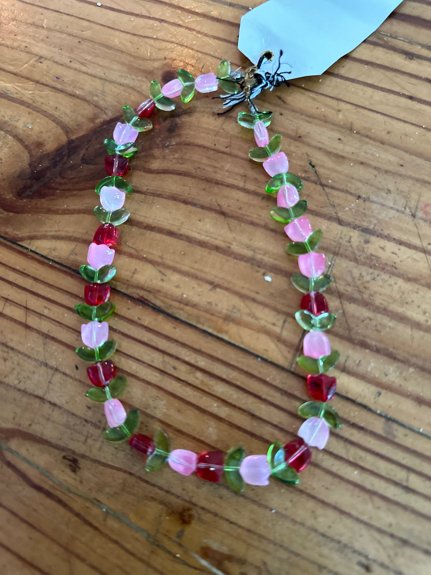 Child's Flower Glass Beaded Original Necklace Jewelry Designed by Taytem Barth