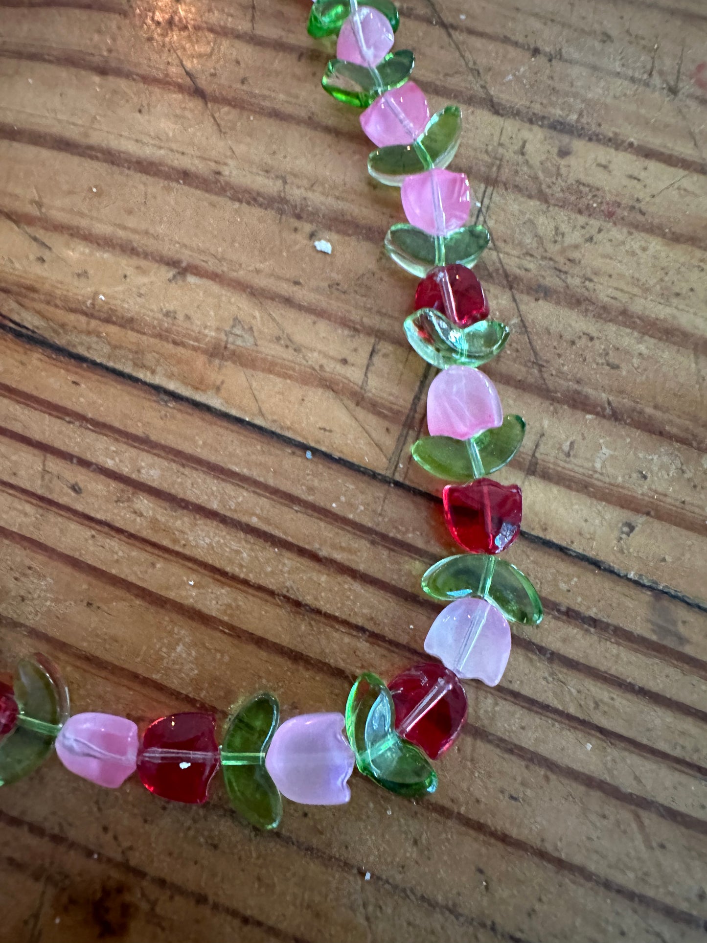 Child's Flower Glass Beaded Original Necklace Jewelry Designed by Taytem Barth