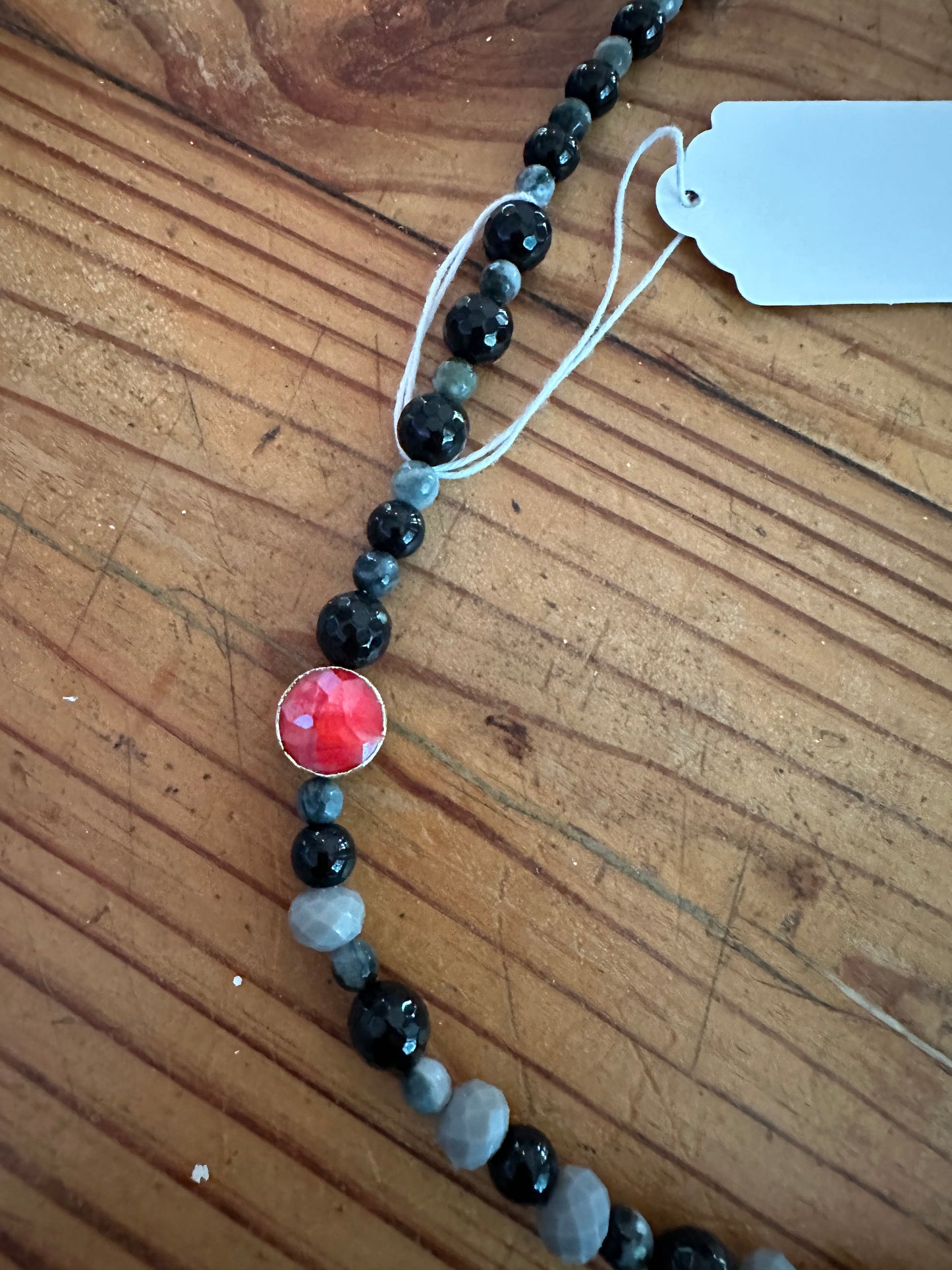 Black, Gray & Red Stone Original Necklace Jewelry Designed by Taytem Barth