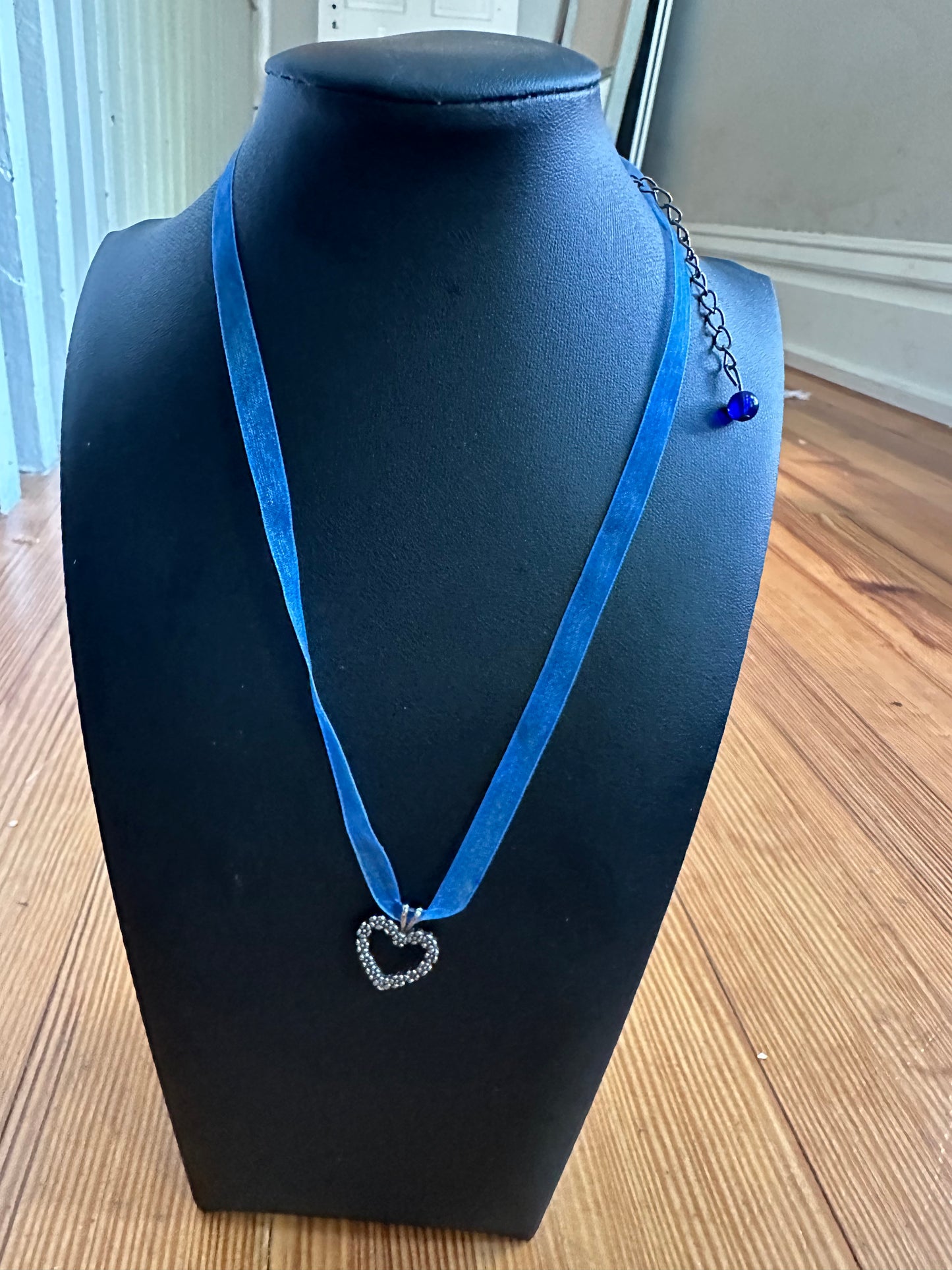 Delicate Ribbon Metal Heart Original Necklace Jewelry Designed by Taytem Barth