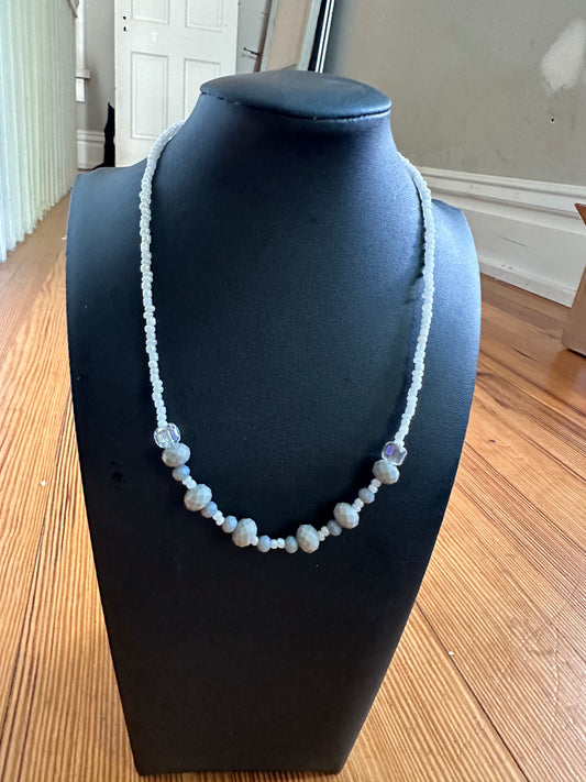 Gray & Crystal Original Necklace Jewelry Designed by Taytem Barth