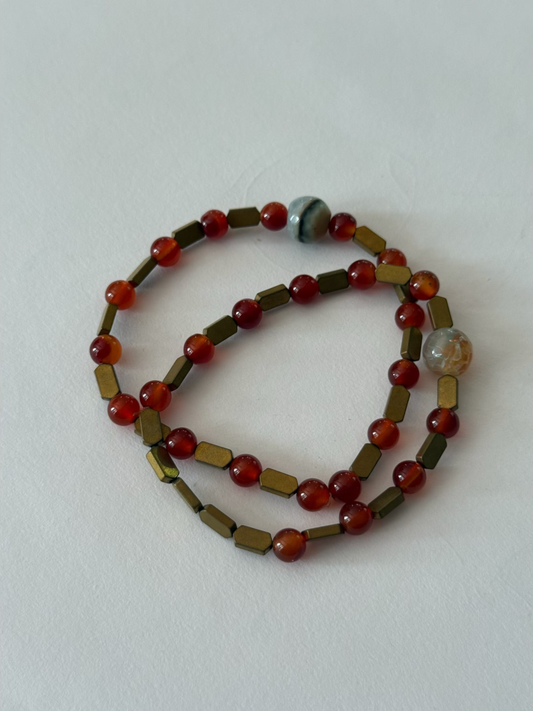 Original handmade pair of Smooth glass bead bracelet