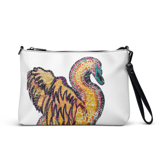 Psychedelic Swan Crossbody Bag Purse
