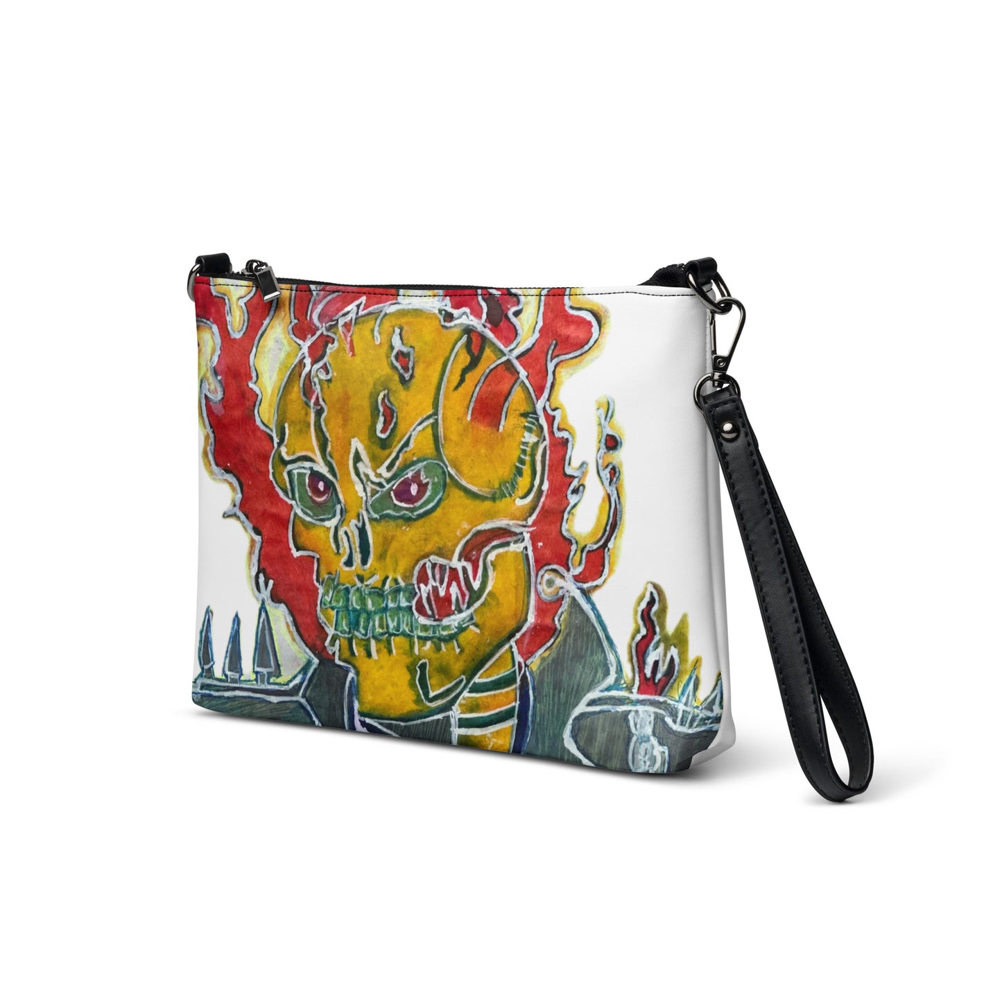 Skeleton On Fire Crossbody Bag Purse