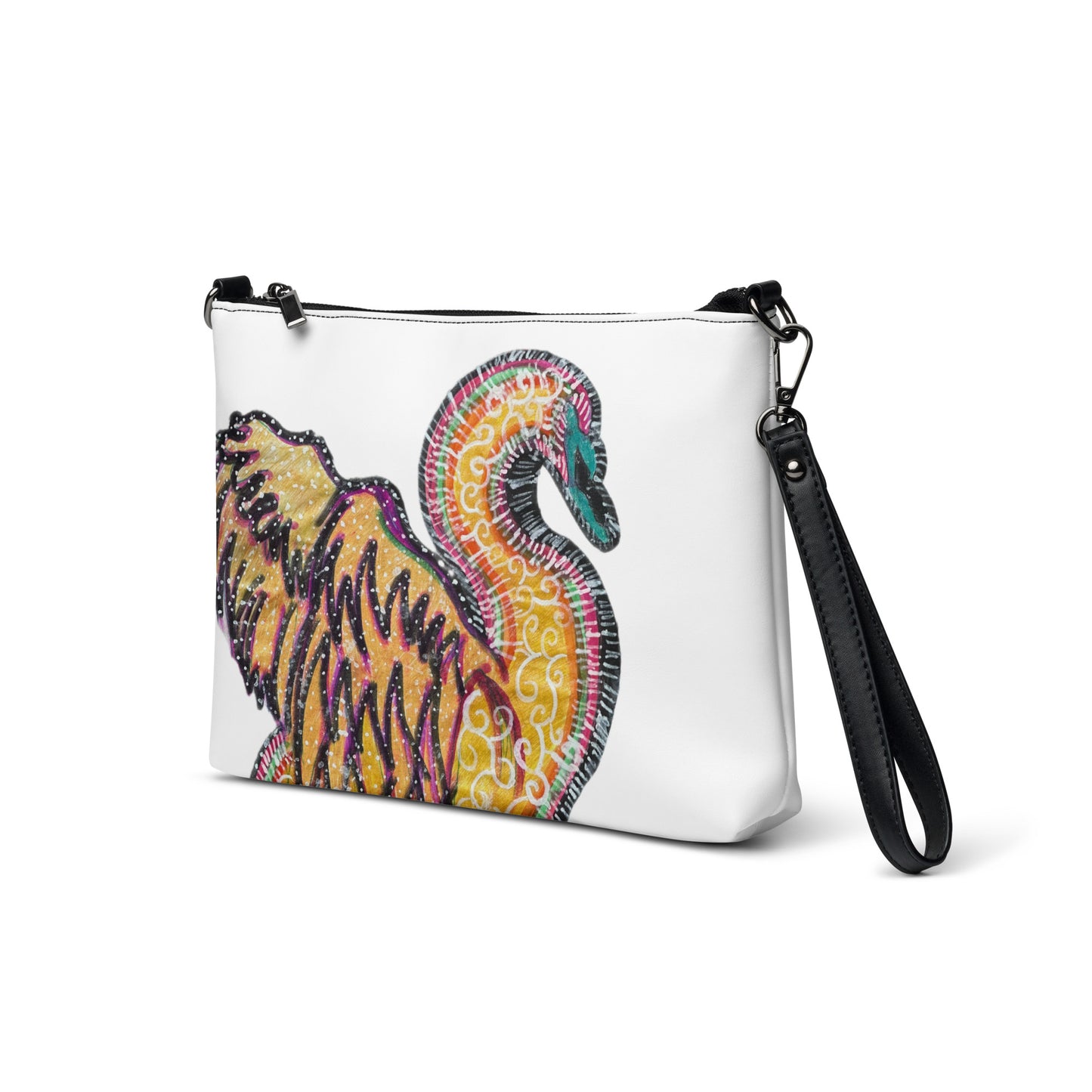 Psychedelic Swan Crossbody Bag Purse