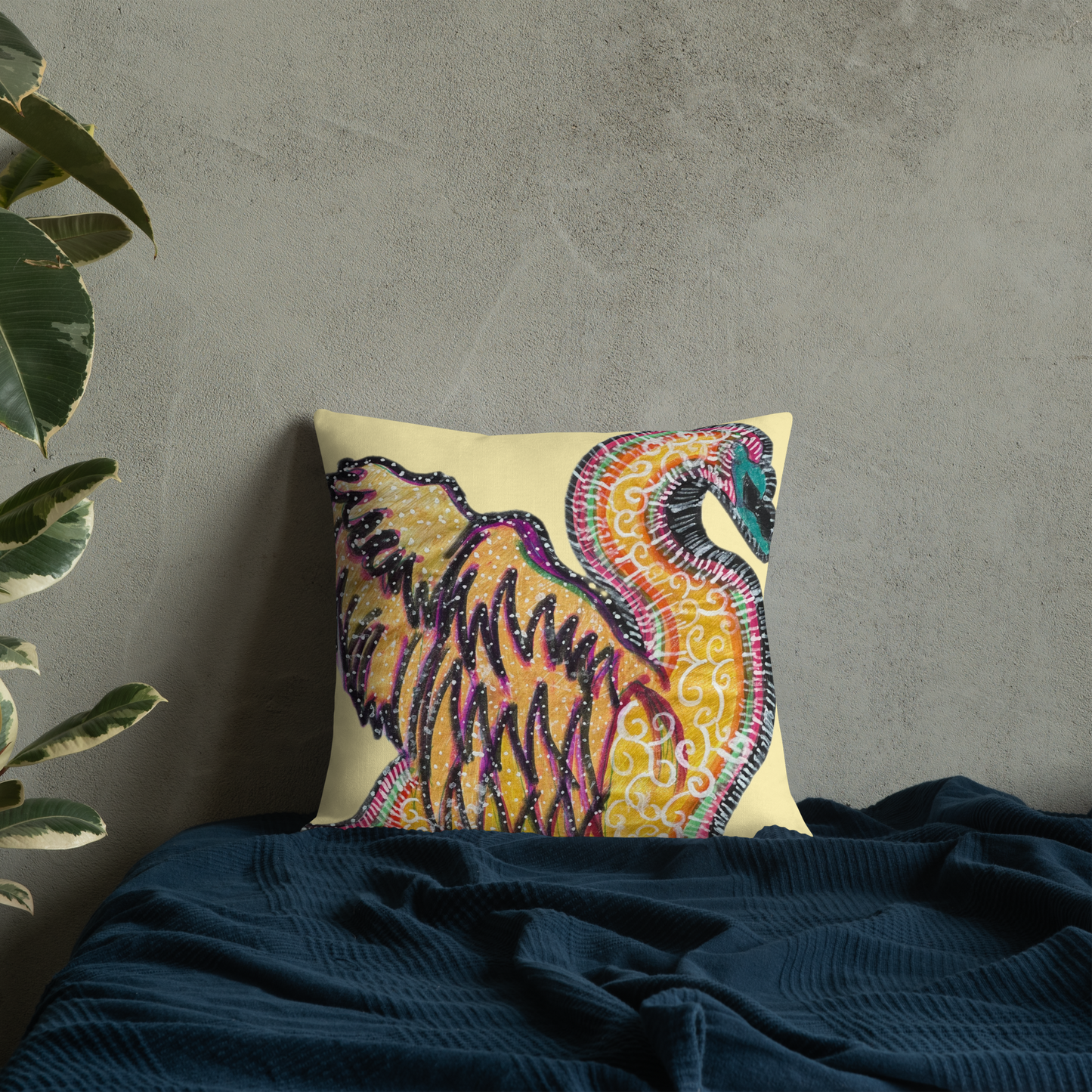 Psychedelic Swan Premium Pillow