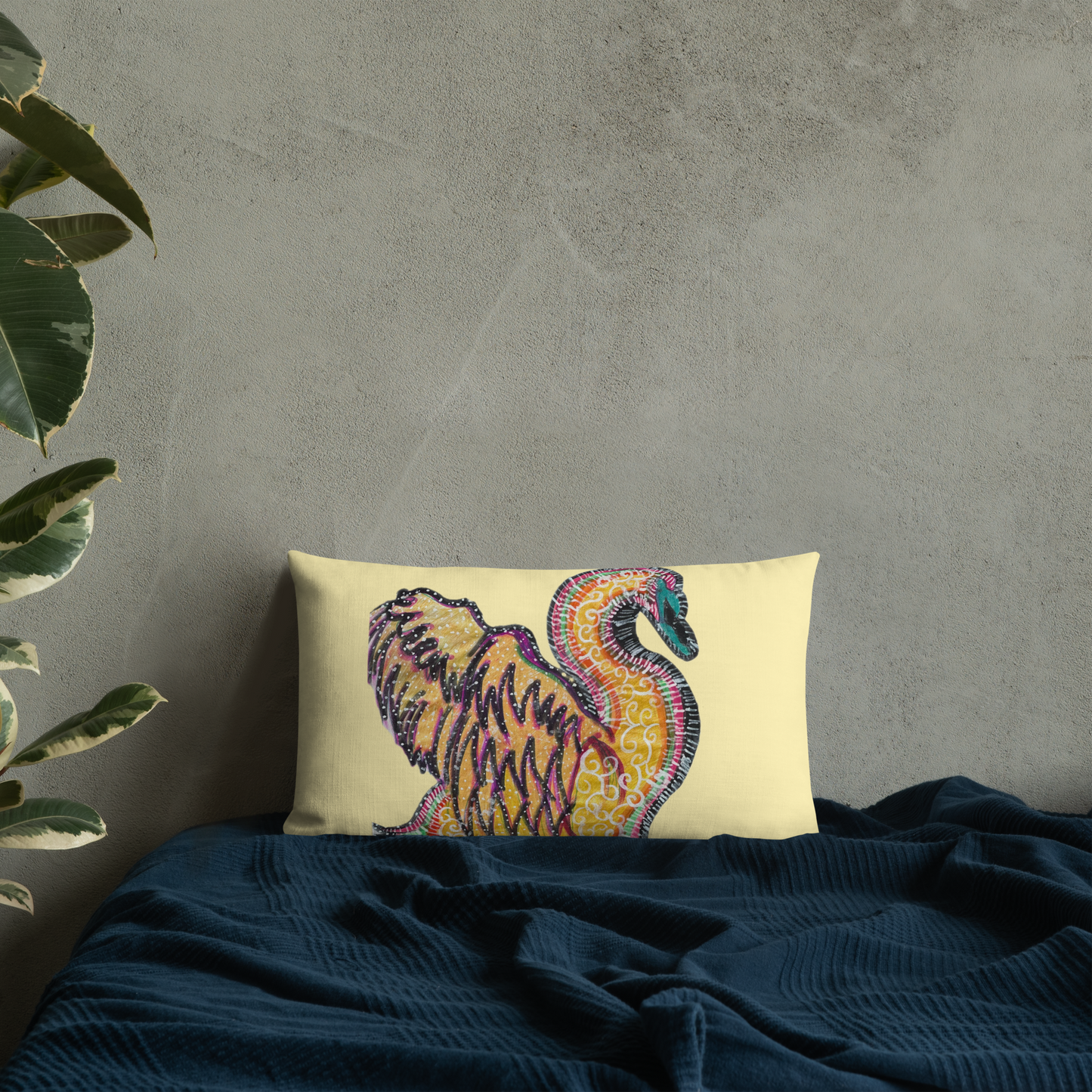 Psychedelic Swan Premium Pillow