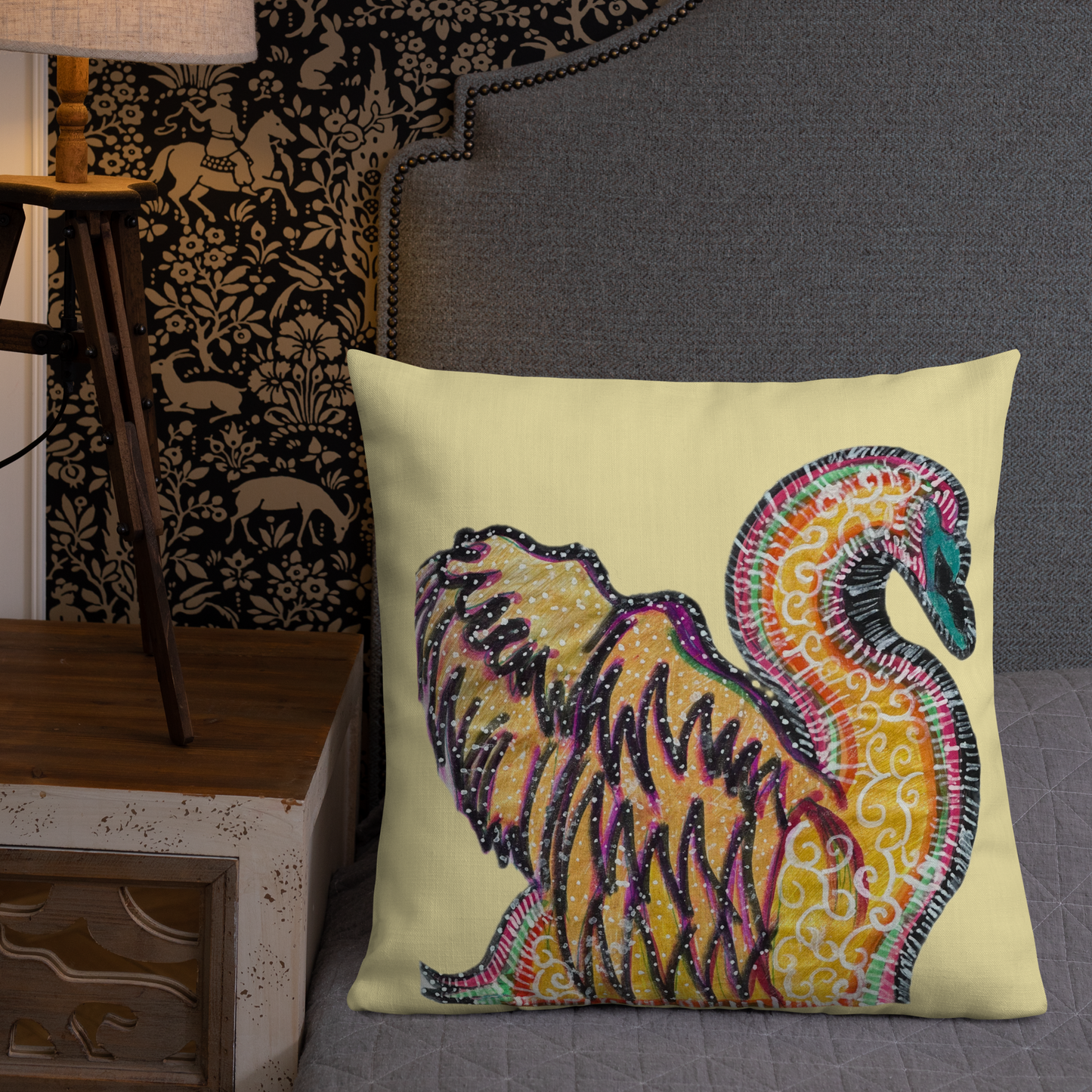 Psychedelic Swan Premium Pillow