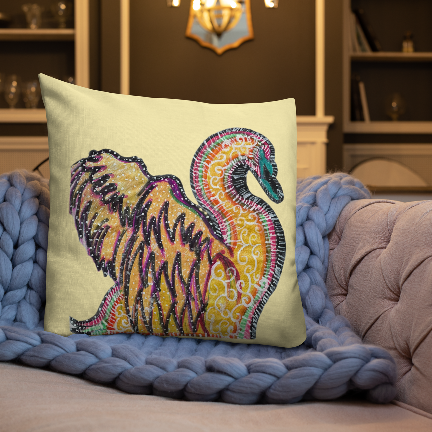 Psychedelic Swan Premium Pillow