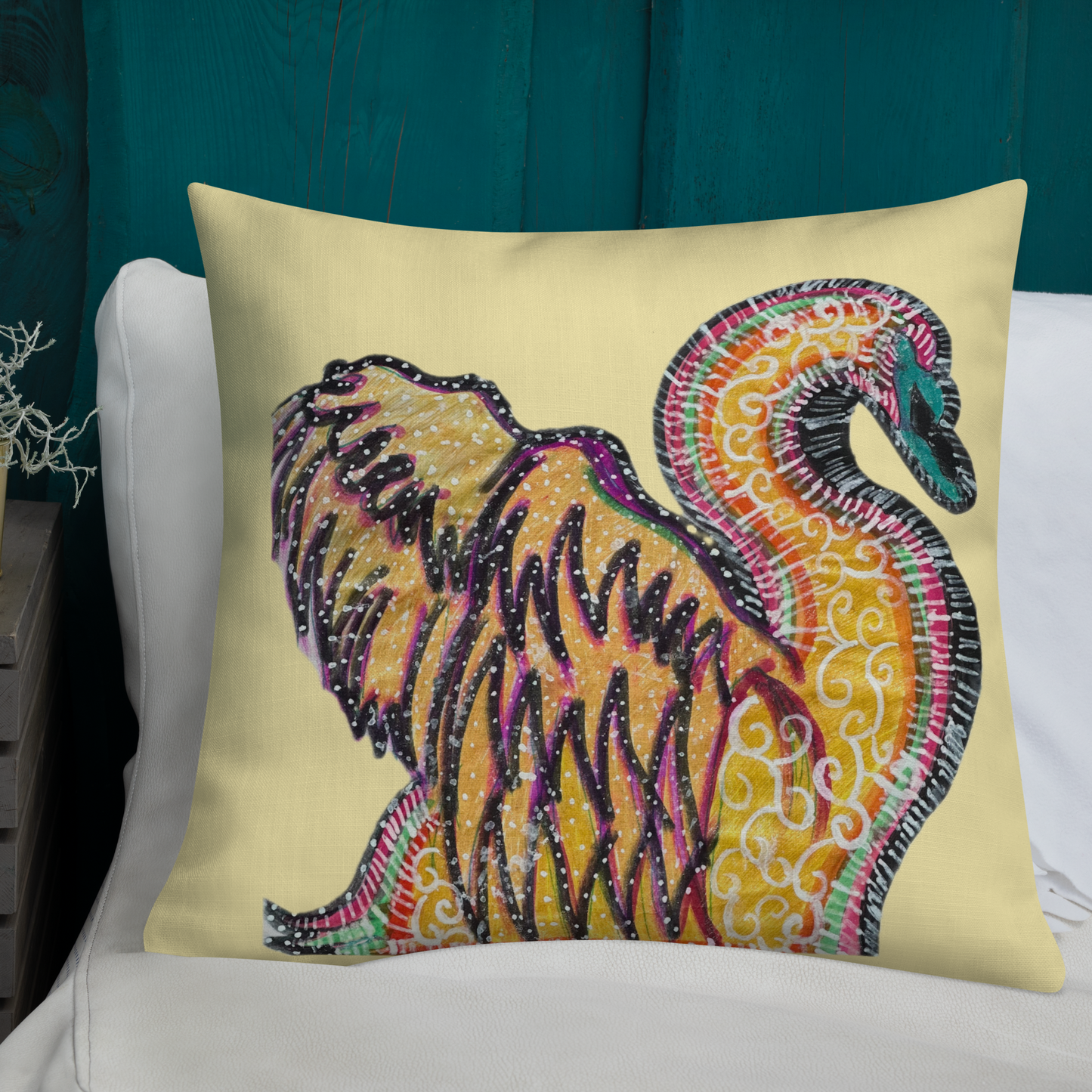 Psychedelic Swan Premium Pillow