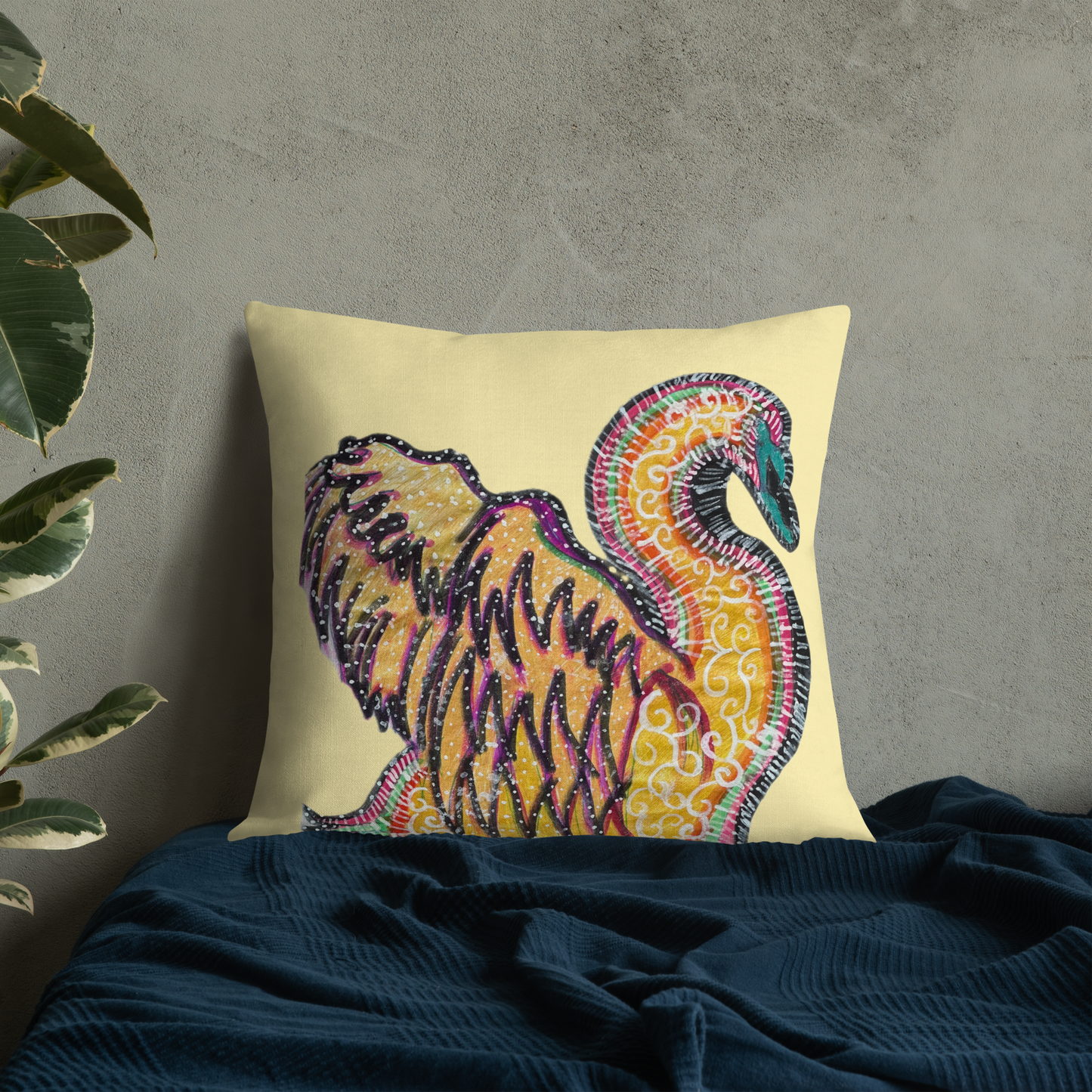 Psychedelic Swan Premium Pillow