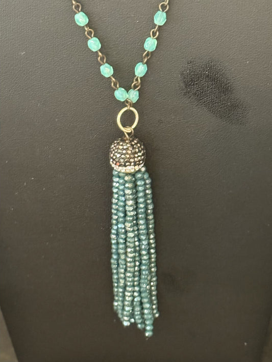 Original aqua colored pendant Necklace Jewelry by Taytem Barth