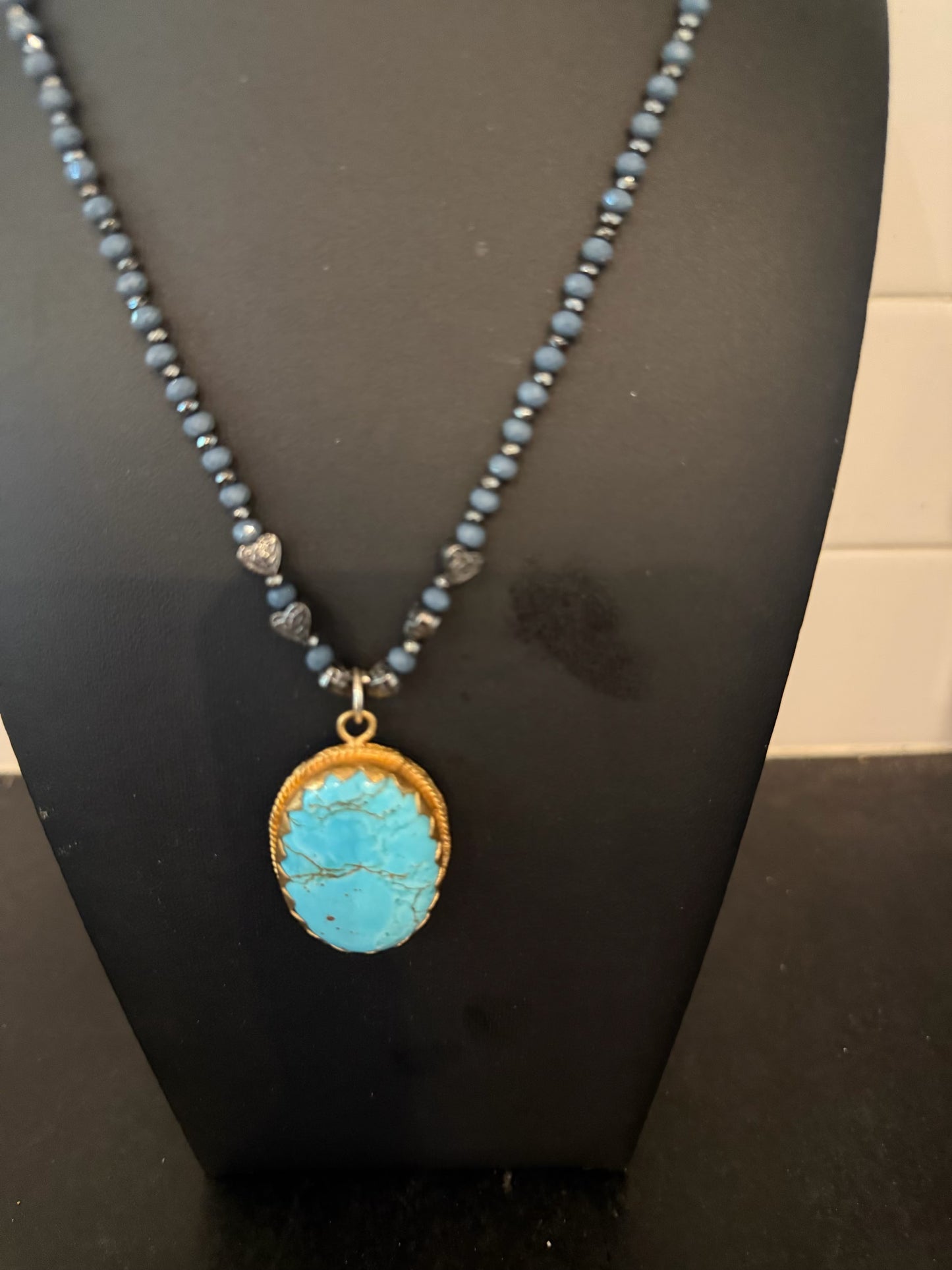 Original Blue Pendant Necklace Jewelry by Taytem Barth