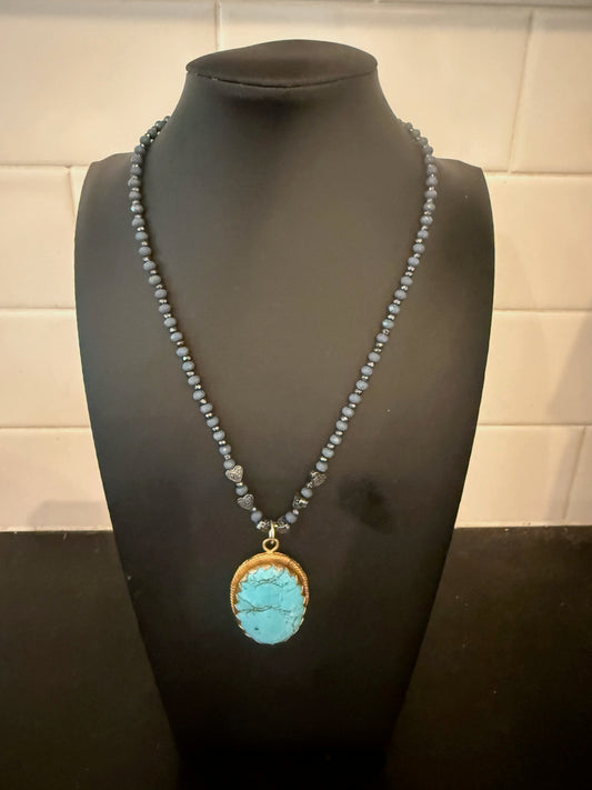 Original Blue Pendant Necklace Jewelry by Taytem Barth