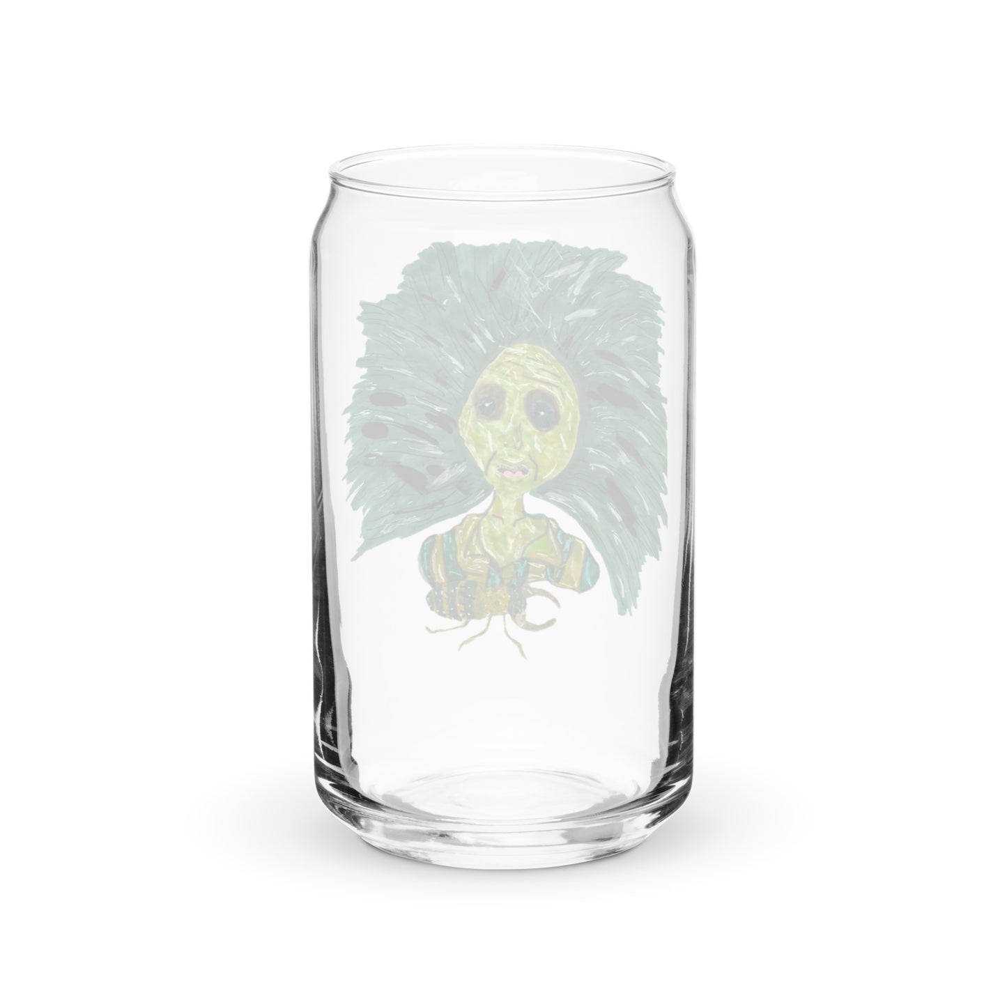 Beer Can Shaped Original Artwork Designed Green Lady Glass